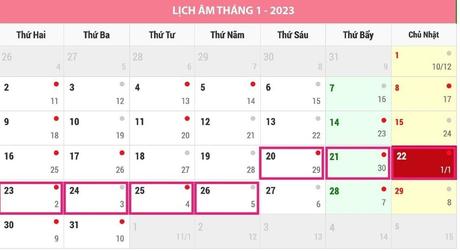 Người lao động được nghỉ Tết Nguyên đán 7 ngày