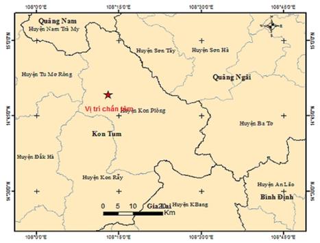 Tối 15/4, liên tiếp xảy ra 3 trận động đất tại huyện Kon Plông, tỉnh Kon Tum