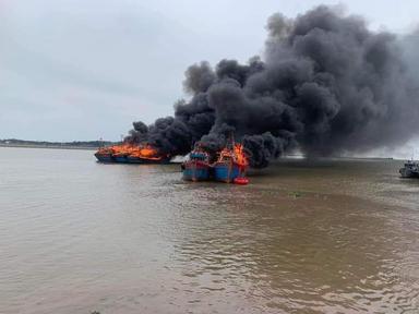 Cháy 6 tàu cá tại khu neo đậu ở Nam Định 