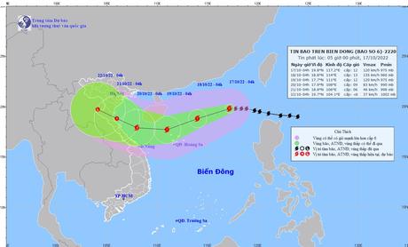 Bão số 6 mạnh cấp 11-12 và có khả năng mạnh thêm