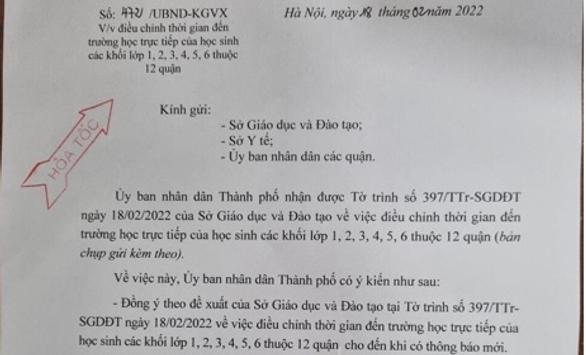 Hà Nội tạm dừng kế hoạch đưa học sinh từ lớp 1-6 tới trường