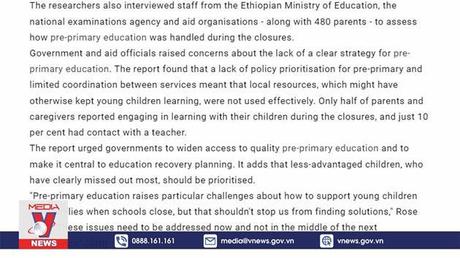 Vai trò của giáo dục tiền tiểu học trong dịch COVID-19