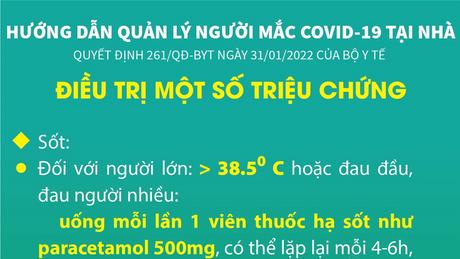 Điều trị một số triệu chứng của người mắc COVID-19 tự theo dõi sức khỏe tại nhà
