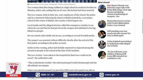 Tấn công bằng dao tại trường học ở Thụy Điển