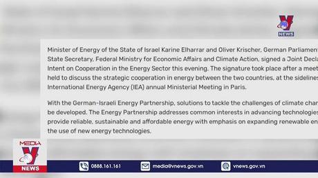  Đức và Israel ký thỏa thuận hợp tác năng lượng