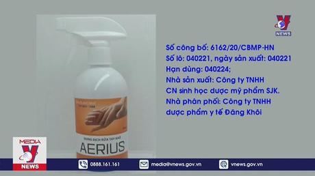 Cảnh báo dung dịch rửa tay khô Aerius chai 500ml nghi giả