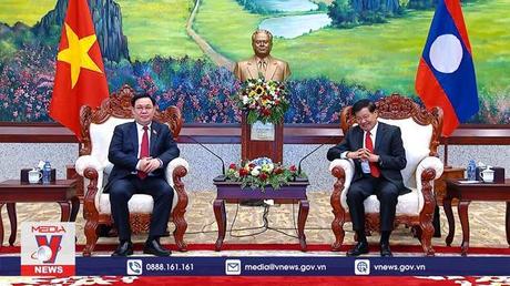 Chủ tịch Quốc hội Vương Đình Huệ chào xã giao Tổng Bí thư, Chủ tịch nước Lào