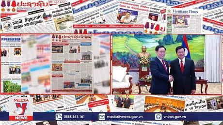 Báo chí Lào đưa tin đậm nét về chuyến thăm của Chủ tịch Quốc hội Vương Đình Huệ