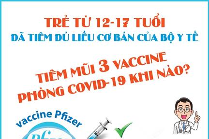 Khi nào trẻ từ 12-17 tuổi tiêm vaccine phòng COVID-19 mũi 3?