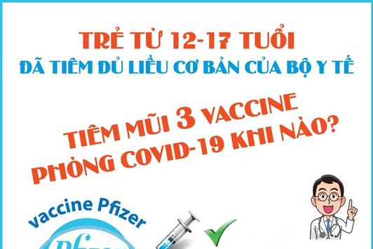 Khi nào trẻ từ 12-17 tuổi tiêm vaccine phòng COVID-19 mũi 3?