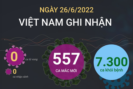 Ngày 26/6: Ca COVID-19 tiếp tục giảm, còn 557 F0; số khỏi bệnh gấp 14 lần