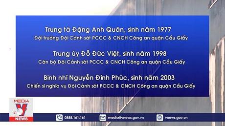 Công an Hà Nội thông tin về sự hy sinh của 3 chiến sĩ PCCC