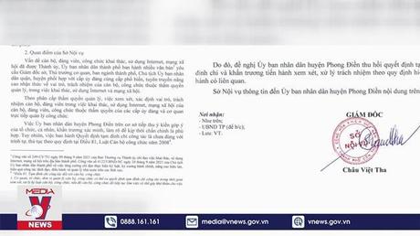 Đề nghị thu hồi quyết định tạm đình chỉ Phó phòng Văn hóa ở Cần Thơ