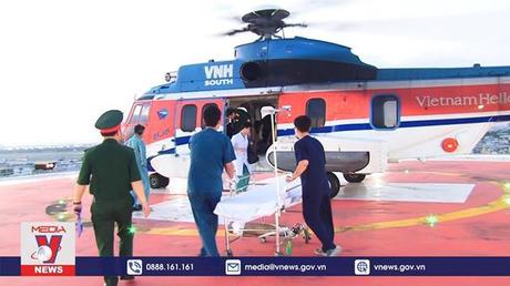 Trực thăng cấp cứu đưa quân nhân Trường Sa về đất liền điều trị