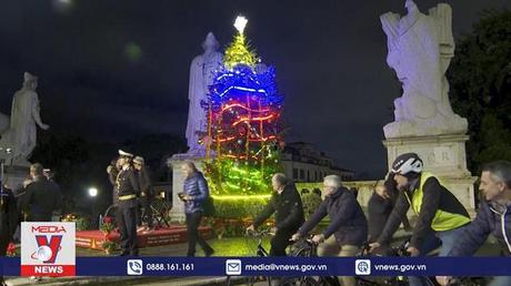 Đạp xe thắp sáng cây thông