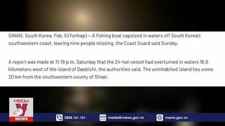 Lật tàu cá Hàn Quốc, 9 người mất tích