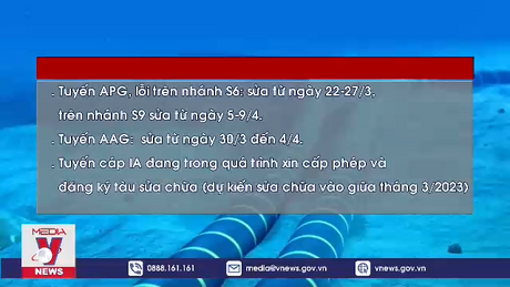 Cập nhật thời gian sửa chữa các tuyến cáp biển internet