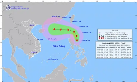 Khi vào Biển Đông, bão YAGI di chuyển theo hướng Tây và mạnh lên