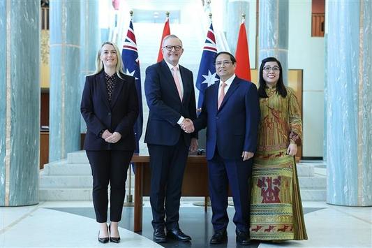 Thủ tướng Anthony Albanese chủ trì lễ đón Thủ tướng Phạm Minh Chính thăm chính thức Australia