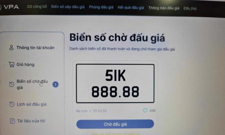 Biển số 51K - 888.88 được trả giá 32,34 tỉ đồng