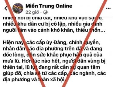 Điều tra vụ mạo danh Huyện Đoàn Cam Lộ kêu gọi ủng hộ người dân bị thiệt hại do mưa lũ