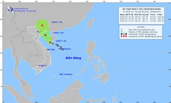 Thời tiết ngày 18/8: Áp thấp nhiệt đới di chuyển theo hướng Tây Bắc