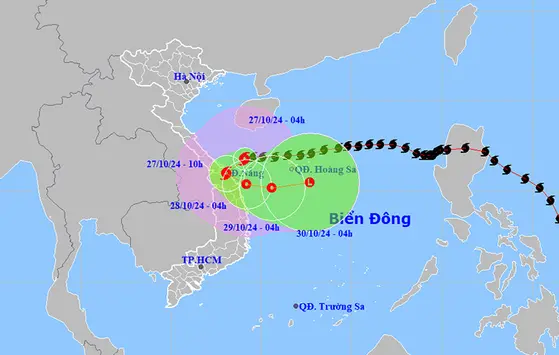 Thời tiết ngày ngày 27/10: Bão số 6 áp sát Đà Nẵng gây mưa lớn ở Trung Bộ, Tây Nguyên