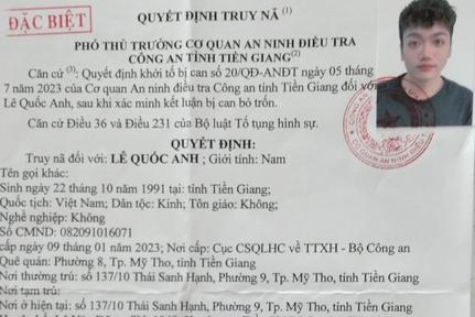 Truy nã đặc biệt bị can Lê Quốc Anh