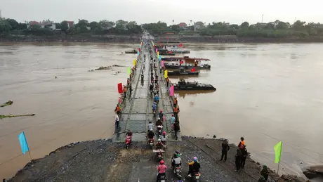 Chính thức thông xe cầu phao Phong Châu