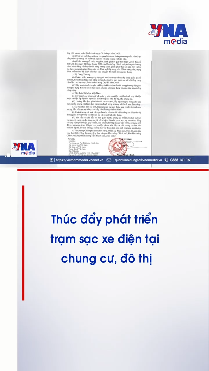 Thúc đẩy phát triển trạm sạc xe điện tại chung cư, đô thị
