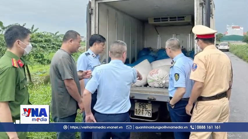 Ngăn chặn hơn 1 tấn lòng lợn ôi thiu vận chuyển trên đường