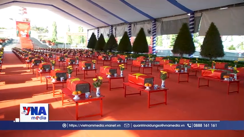 Tây Ninh: Truy điệu, an táng 158 hài cốt liệt sĩ hy sinh tại Campuchia