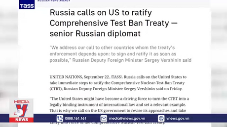 Nga kêu gọi Mỹ phê chuẩn Hiệp ước cấm thử hạt nhân toàn diện