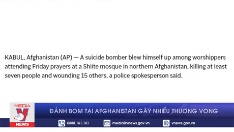Đánh bom tại Afghanistan gây nhiều thương vong