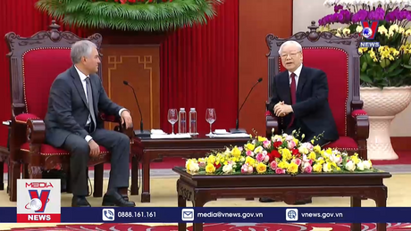 Tổng Bí thư Nguyễn Phú Trọng tiếp Chủ tịch Đu-ma Quốc gia Nga 