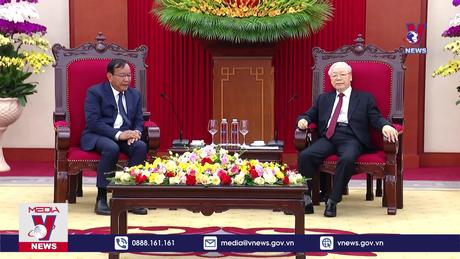 Tổng Bí thư tiếp Đoàn đại biểu cấp cao Ban Đối ngoại Trung ương Campuchia 