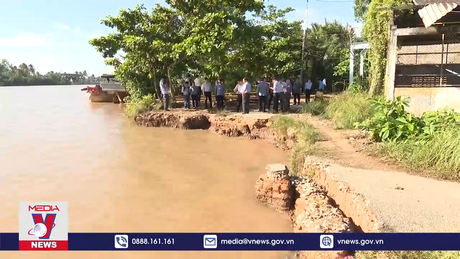 Bến Tre công bố tình huống khẩn cấp sạt lở bờ sông Giao Hòa