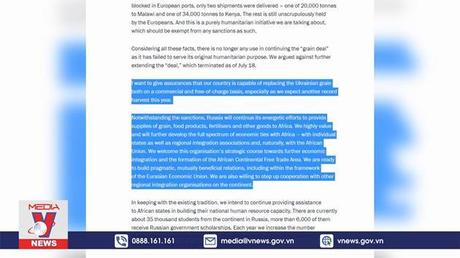 Nga sẵn sàng thay Ukraine xuất khẩu ngũ cốc sang châu Phi