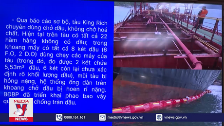 Khẩn trương ứng phó với sự cố tàu chở dầu trôi dạt vào vùng biển Cù Lao Chàm