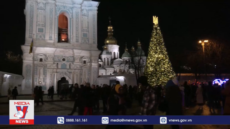 Cây thông Noel thắp sáng thủ đô Ukraine