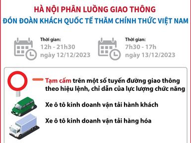 Hà Nội phân luồng giao thông đón đoàn khách quốc tế thăm chính thức Việt Nam