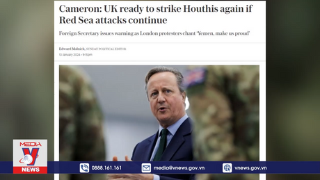 Anh tuyên bố sẵn sàng tiếp tục tấn công Houthi