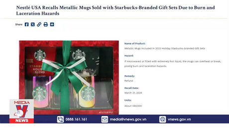 Mỹ thu hồi hơn 440.000 cốc Starbucks