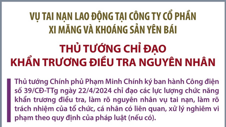 Thủ tướng chỉ đạo khẩn trương điều tra vụ tai nạn lao động đặc biệt nghiêm trọng tại Yên Bái