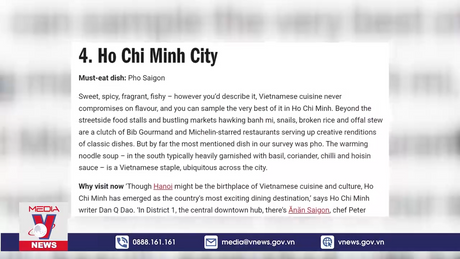 TP. HCM vào top 20 điểm đến ẩm thực thế giới