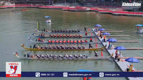 Rộn ràng cuộc đua thuyền rồng đón Tết Đoan ngọ