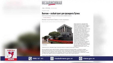Báo Nga đưa tin Tổng thống Putin thăm Việt Nam