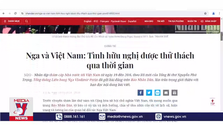 Tổng thống Liên bang Nga gửi bài đăng trên Báo Nhân Dân