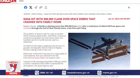 NASA bị yêu cầu bồi thường trong sự cố rác vũ trụ