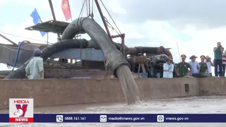 Sóc Trăng khởi công khai thác cát trên sông hậu 